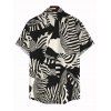 Hawaiian Vacation Couple Outfit Abstract Geometric Print Tied Pocket Off the Shoulder Jumpsuit and Shirt Set - Noir S | US 4