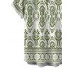Bohemian Vacation Couple Outfit Geometric Printed Plunging Neck O-ring Belt Wide Leg Jumpsuit and Shirt Set - Olive Verte S | US 4
