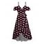 Vintage Dress Polka Dots Print Cold Shoulder Self-belt High Low Wrap Dress - Rouge foncé M | US 6