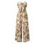 Vacation Jumpsuit Botanical Leaf Silhouette Print Bowknot Off the Shoulder Wide Leg Jumpsuit - Jaune clair S | US 4