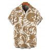 Men's Vacation Shirt Botanical Leaf Scroll Silhouette Print Button Up Shirt - Jaune clair 5XL