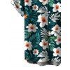 Men's Vacation Hawaiian Shirt Tropical Leaf Hibiscus Floral Print Button Up Shirt - Vert profond S