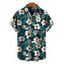 Men's Vacation Hawaiian Shirt Tropical Leaf Hibiscus Floral Print Button Up Shirt - Vert profond S