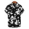 Men's Vacation Shirt Abstract Floral Silhouette Print Button Up Shirt - Noir S