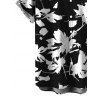 Men's Vacation Shirt Abstract Floral Silhouette Print Button Up Shirt - Noir S
