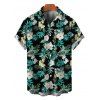 Men's Hawaiian Vacation Shirt Hibiscus Flower Tropical Leaf Print Button Up Shirt - Noir S
