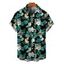 Men's Hawaiian Vacation Shirt Hibiscus Flower Tropical Leaf Print Button Up Shirt - Noir S