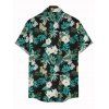 Men's Hawaiian Vacation Shirt Hibiscus Flower Tropical Leaf Print Button Up Shirt - Noir S