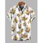 Men's Vacation Shirt Yellow Rose Floral Print Button Up Shirt - Blanc S
