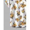 Men's Vacation Shirt Yellow Rose Floral Print Button Up Shirt - Blanc S