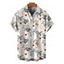 Men's Vacation Shirt Tropical Hibiscus Floral Leaf Print Button Up Hawaiian Shirt - Blanc M