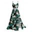 Hawaiian Vacation Dress Hibiscus Flower Tropical Leaf Print Lace Hollow Out Slit Dress - Noir XXXXXL | US 20