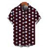 Men's Vintage Shirt Polka Dots Print Button Up Vacation Shirt - Rouge foncé M