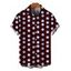 Men's Vintage Shirt Polka Dots Print Button Up Vacation Shirt - Rouge foncé M