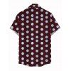 Men's Vintage Shirt Polka Dots Print Button Up Vacation Shirt - Rouge foncé M