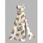 Vacation Dress Yellow Rose Floral Print Lace Hollow Out Slit Spaghetti Strap Dress - Blanc XXXXXL | US 20