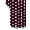 Vintage Vacation Couple Outfit Polka Dots Print Cold Shoulder Self-belt High Low Wrap Dress and Shirt Set - Rouge foncé S | US 4