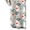 Vacation Couple Outfit Tropical Hibiscus Floral Leaf Print Cold Shoulder Self-belt High Low Dress and Shirt Set - Blanc S | US 4