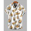 Vacation Couple Outfit Yellow Rose Floral Print Button Up Shirt Lace Hollow Out Slit Dress and Shirt Set - Blanc S | US 4