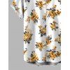 Vacation Couple Outfit Yellow Rose Floral Print Button Up Shirt Lace Hollow Out Slit Dress and Shirt Set - Blanc S | US 4