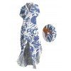 Vacation Shirt Dress Tropical Abstract Leaf Print Button Up Pocket Curved Hem Turn Down Collar Dress - Bleu S | US 4