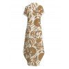 Vacation Shirt Dress Tropical Abstract Leaf Print Button Up Pocket Curved Hem Turn Down Collar Dress - FLAXSEED YELLOW S | US 4