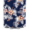 Hawaiian Vacation Couple Outfit Hibiscus Floral Tropical Leaf Print Kimono Cover-up Drawstring Pocket Shorts and Shirt Set - Bleu de Minuit S | US 4