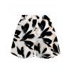 Vacation Women Outfit Bicolor Abstract Leaf Print Kimono Cover-up and Drawstring Pocket Shorts Set - Noir XXXXL | US 18