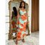 Vacation Dress Colorblock Hibiscus Floral Print Spaghetti Strap Bodycon Dress - Orange S | US 4