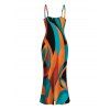 Bohemian Vacation Dress Colorful Abstract Geometric Print Spaghetti Strap Bodycon Dress - multicolor M | US 6