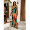 Bohemian Vacation Dress Colorful Abstract Geometric Print Spaghetti Strap Bodycon Dress - multicolor XXL | US 14