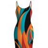 Bohemian Vacation Dress Colorful Abstract Geometric Print Spaghetti Strap Bodycon Dress - multicolor XXL | US 14