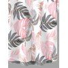 Vacation Couple Outfit Tropical Monstera Leaf Print Kimono Cover-Up Drawstring Pocket Shorts and Shirt Set - Rose S | US 4