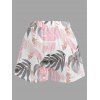 Vacation Couple Outfit Tropical Monstera Leaf Print Kimono Cover-Up Drawstring Pocket Shorts and Shirt Set - Rose S | US 4