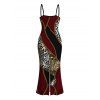 Color-blocked Leopard Print Cami Dress, Slim-fit Figure-hugging Long Dress for Women - Rouge Vineux M | US 6