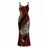 Color-blocked Leopard Print Cami Dress, Slim-fit Figure-hugging Long Dress for Women - Rouge Vineux M | US 6