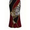Color-blocked Leopard Print Cami Dress, Slim-fit Figure-hugging Long Dress for Women - Rouge Vineux M | US 6