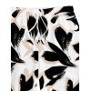 Men's Vacation Beach Shorts Bicolor Abstract Leaf Print Pocket Drawstring Board Shorts - Noir 5XL