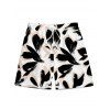 Men's Vacation Beach Shorts Bicolor Abstract Leaf Print Pocket Drawstring Board Shorts - Noir 5XL