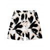 Men's Vacation Beach Shorts Bicolor Abstract Leaf Print Pocket Drawstring Board Shorts - Noir 5XL