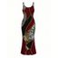 Color-blocked Leopard Print Cami Dress, Slim-fit Figure-hugging Long Dress for Women - Rouge Vineux XXL | US 14