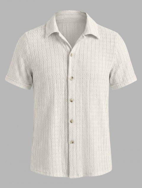 Chemise décontractée pour homme, en maille texturée, couleur unie, à boutons