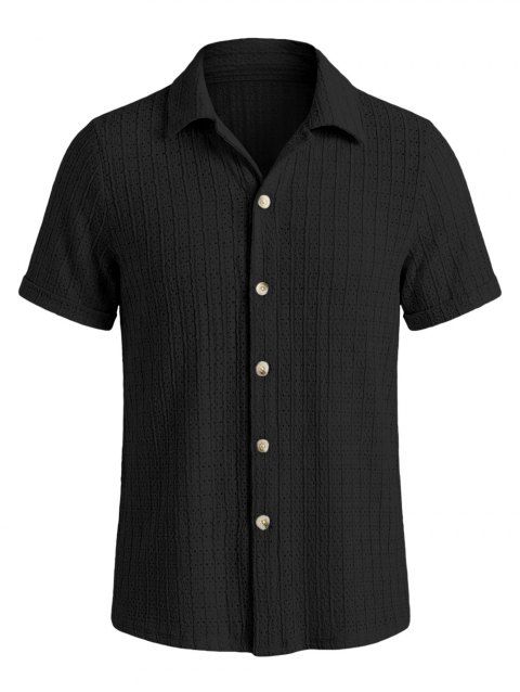 Chemise décontractée pour homme, en maille texturée, couleur unie, à boutons