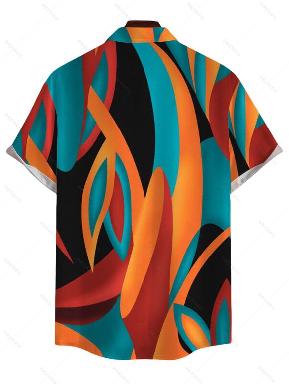 Men's Bohemian Vacation Shirt Colorful Abstract Geometric Print Button Up Shirt - multicolor 5XL