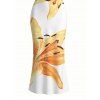 Vacation Couple Outfit Watercolor Lily Floral Print Spaghetti Strap Bodycon Dress and Shirt Set - Blanc S | US 4
