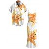 Vacation Couple Outfit Watercolor Lily Floral Print Spaghetti Strap Bodycon Dress and Shirt Set - Blanc S | US 4