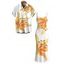Vacation Couple Outfit Watercolor Lily Floral Print Spaghetti Strap Bodycon Dress and Shirt Set - Blanc S | US 4