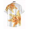 Vacation Couple Outfit Watercolor Lily Floral Print Spaghetti Strap Bodycon Dress and Shirt Set - Blanc S | US 4