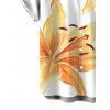 Vacation Couple Outfit Watercolor Lily Floral Print Spaghetti Strap Bodycon Dress and Shirt Set - Blanc S | US 4