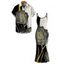 Vacation Couple Outfit Colorblock Line Rose Floral Print Spaghetti Strap Bodycon Dress and Shirt Set - Noir S | US 4